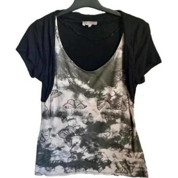 Size 12 Be Beau Butterfly Print Top w Light Bolero Over - Picture 1 of 5